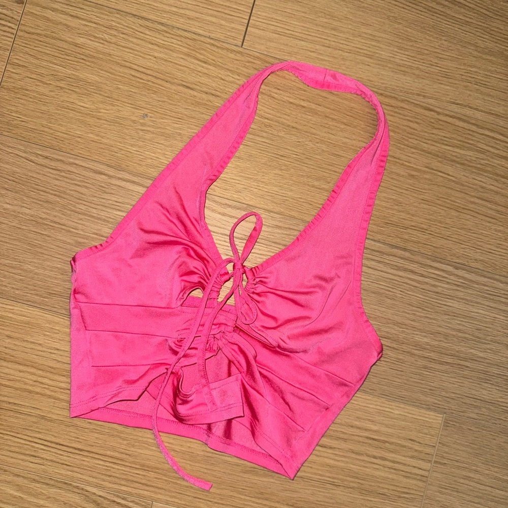 SHEIN Pink Halter Crop Top